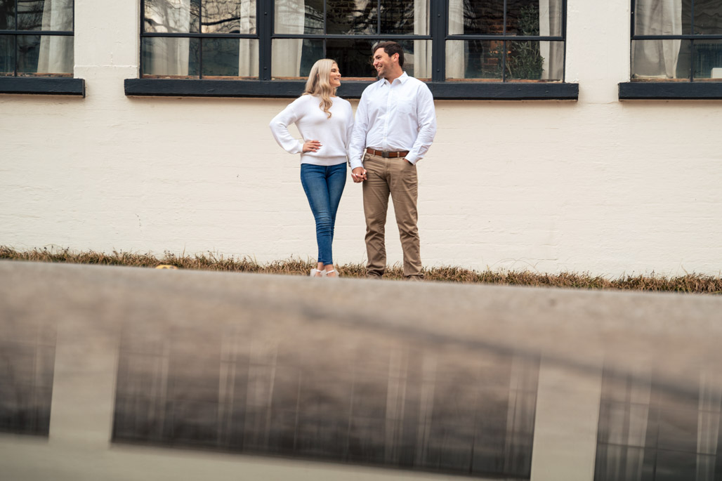 Scenic photo engagement session in downtown ball ground georgia